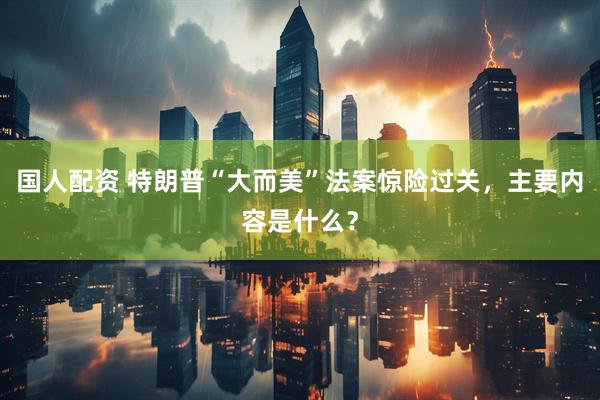 国人配资 特朗普“大而美”法案惊险过关，主要内容是什么？